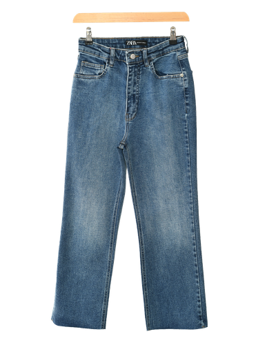 شلوار جین مدل واید پایین کات آبی