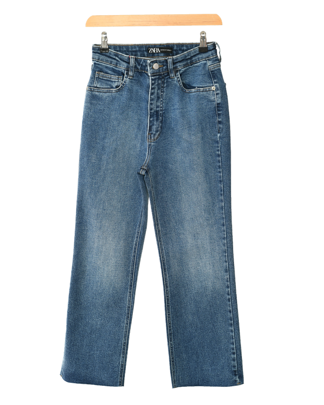 شلوار جین مدل واید پایین کات آبی