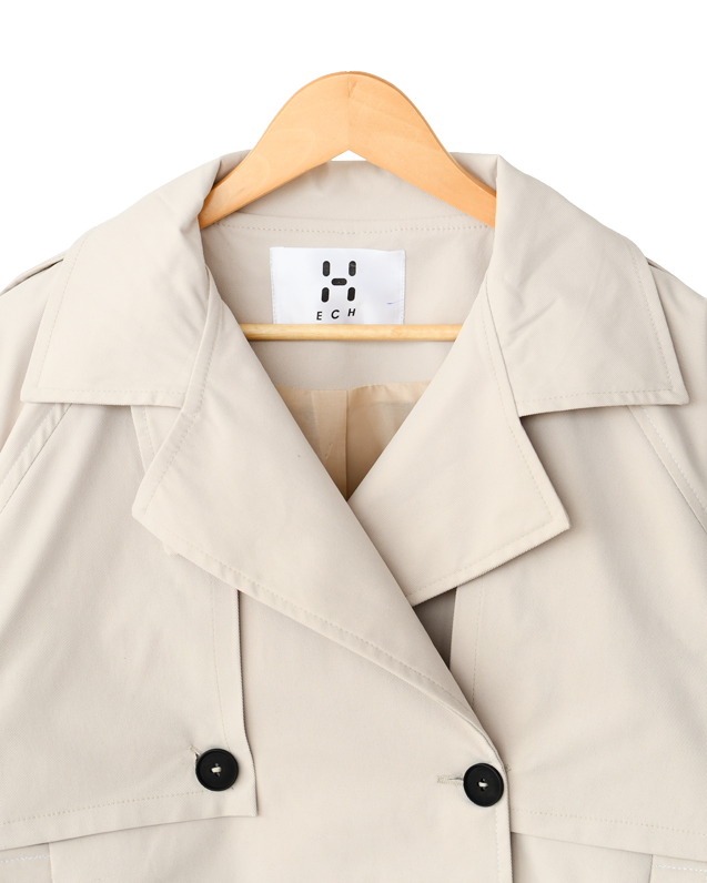 ترنچ کت کتان مدل یقه ایستاده