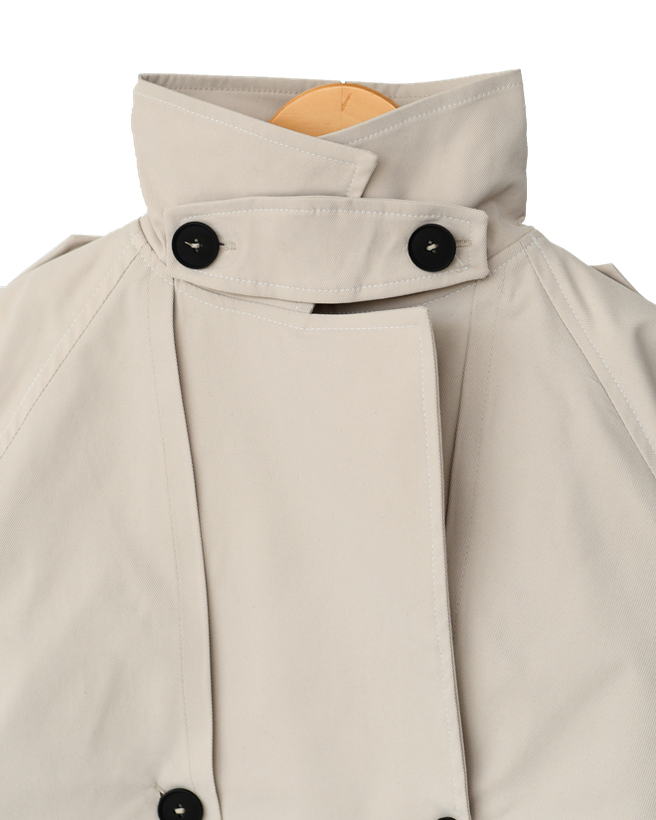 ترنچ کت کتان مدل یقه ایستاده