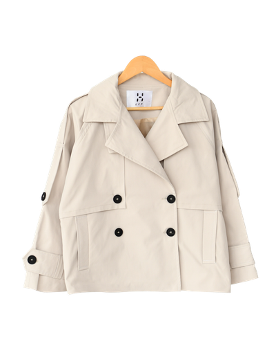 ترنچ کت کتان مدل یقه ایستاده