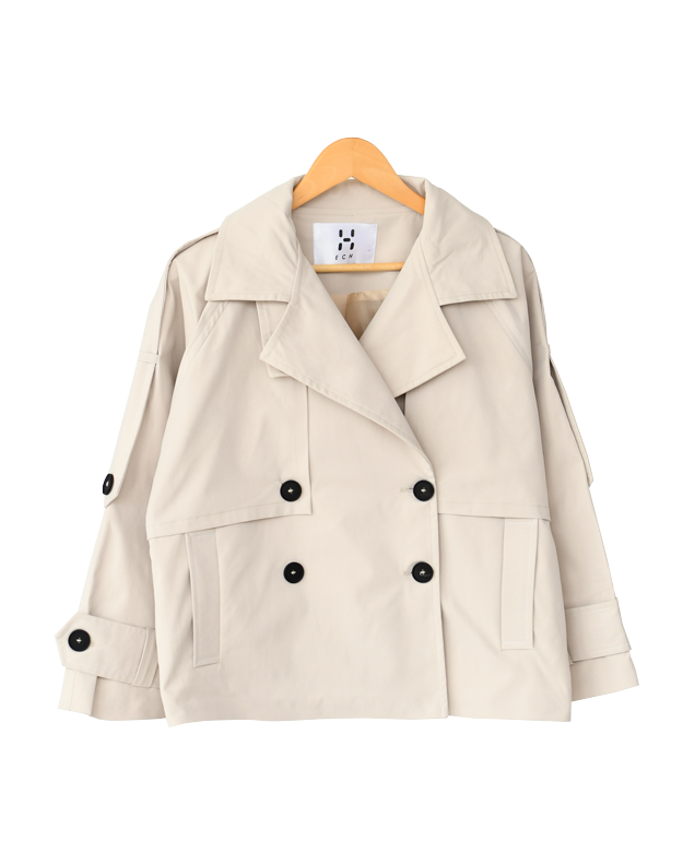 ترنچ کت کتان مدل یقه ایستاده