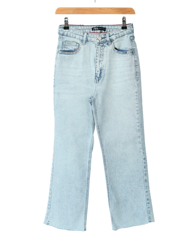 شلوار جین آبی روشن مدل پایین کات