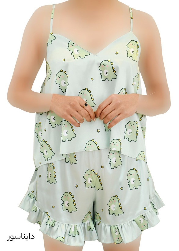 ست سه تیکه ساتن طرح دار