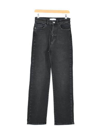 شلوار جین رنگ ذغالی مدل راسته