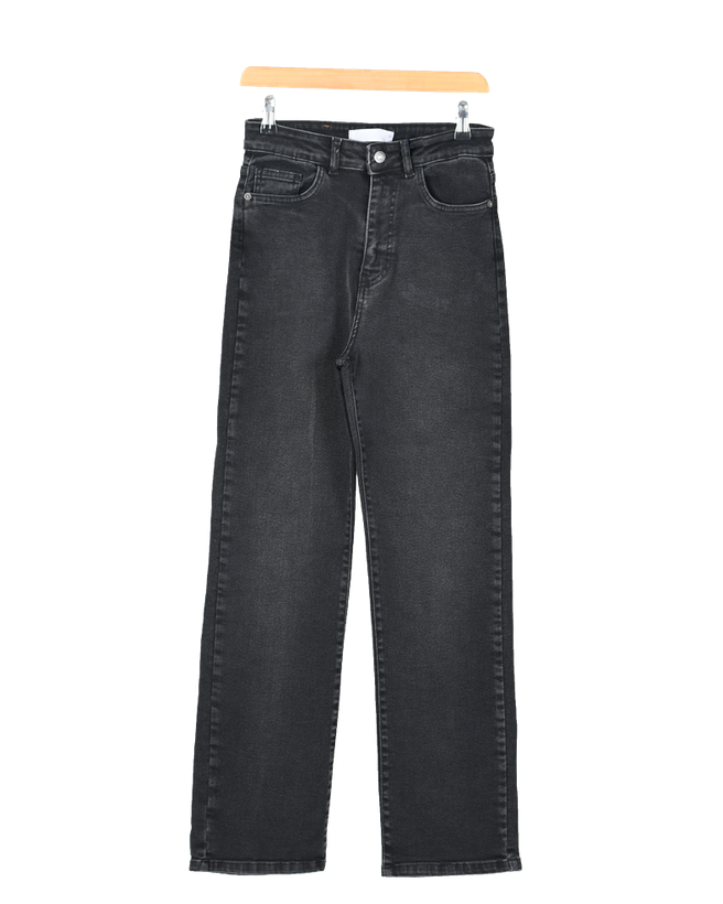 شلوار جین رنگ ذغالی مدل راسته